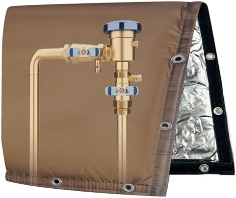 Backflow Preventer Insulated Cover (5˚F) Thick 6-Layer Fabric Pipe Insulation Cover (UV Coated) Winter Freeze Protection,for Water Well Pump Covers and Sprinkler Valve Covers (30" W X 26" H) by Yehchi