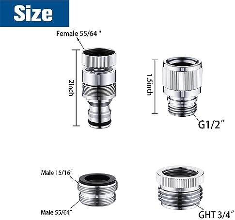 Brass Sink Faucet to Garden Hose Adapter – Quick Connect Faucet Connector for Apartments Without Outdoor Faucets, Tool-Free Installation, Chrome Finish - Image 5