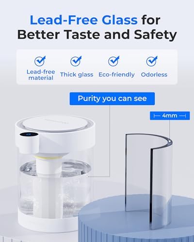 Waterdrop ED12W Glass Rechargeable Water Filter Dispenser, Large 22-Cup, Reduce 70+ Contaminants, Instant Eco-Friendly Countertop Water Filter System, 5-Stage Soften Water Pitcher, with 1 Filter - Image 3