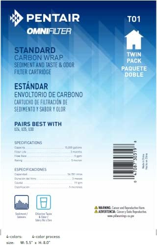 Pentair OMNIFilter TO1 Carbon Water Filter, 10-Inch, Standard Whole House Carbon Wrap Sediment and Taste & Odor Replacement Filter Cartridge, 10" x 2.5", 5 Micron, (Pack of 6) - Image 4