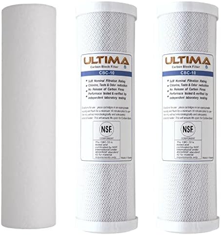Ultima 7/VII 5 Stage RO System Double Capacity Pre-Filter Set, Stages 1-3, 12 Month Reverse Osmosis Universal Fit Filters by BetterHomeWaterTreatment