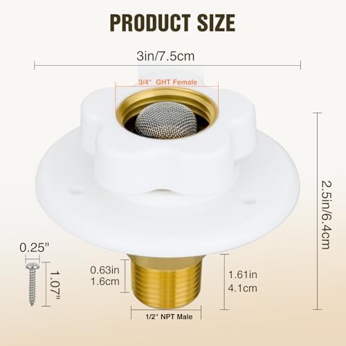 Nilight RV City Water Inlet Check Valve 1/2" NPT to 3/4" GHT Brass - Image 2