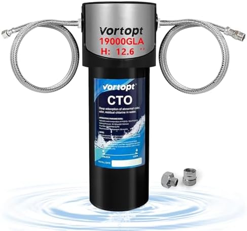 Vortopt Q7 19000 Gallon Sink Water Filter, Reduces Chlorine, Lead, Black by Vortopt
