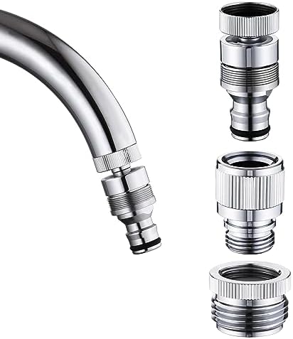 Brass Sink Faucet to Garden Hose Adapter – Quick Connect Faucet Connector for Apartments Without Outdoor Faucets, Tool-Free Installation, Chrome Finish by hsmhose