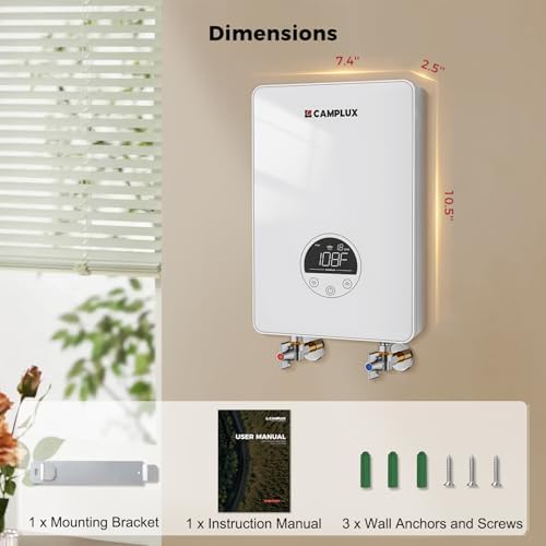 CAMPLUX Tankless Water Heater Electric 120V, 4500W Point of Use Instant Hot Water Heater, Save Space for Sink Wall Mounted LED Digital Display CSA Certified - Image 2