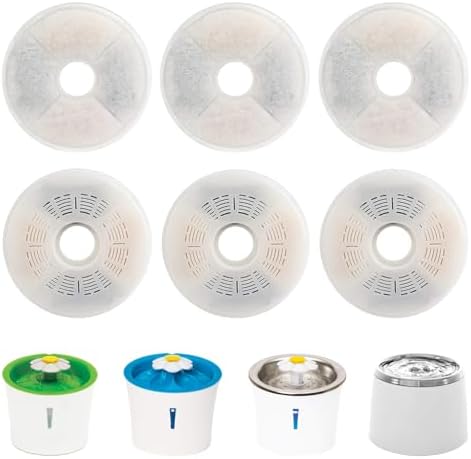 6 Pack Cat Water Fountain Filters for Catit, Triple Action Replacement Filters for Catit Flower Fountain and Catit Stainless Steel Fountain by WEZEBEL