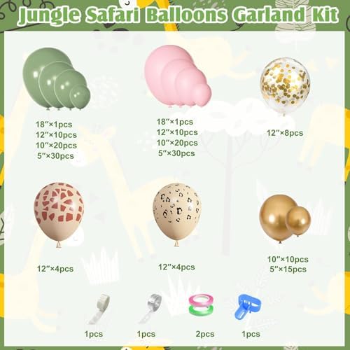 Amandir 170Pcs Jungle Safari Balloons Garland Arch Kit - Image 3