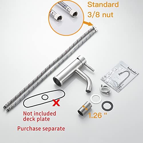 Single Hole Bathroom Faucet,Single Handle Brushed Nickel Bathroom Sink Faucet,Modern Stainless Steel Commercial Basin Faucet (No Drain - Image 5