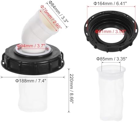 PATIKIL 45° IBC Lid Filter Cover 163mm Plastic Ton Barrel Cover Black White - Image 2