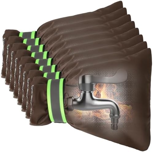 Outdoor Faucet Covers for Winter Freeze Protection, Kanosan 8.3"H X 6.7"W Thickened Reflective Outside Spigots Covers Hose Bib Insulated Sock for Winter Cold Weather, 8 Pack Brown by KANOSAN