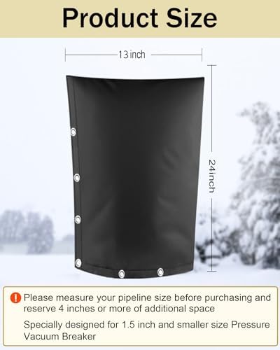 Backflow Preventer Pipe Insulation Cover (5°F), POROLIR 24"X13" Thicker Pressure Vacuum Breaker Cover, Water Well Pump Sprinkler Valve Cover for Winter Freeze Protection, Black - Image 2