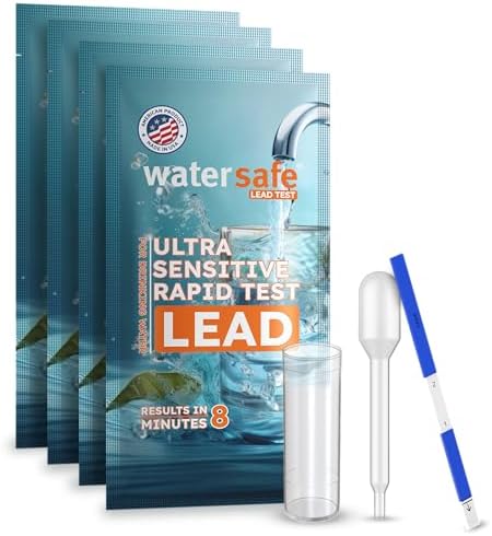 Watersafe® Lead in Drinking Water Test Kit – EPA-Compliant & Lab-Verified 8-Minute Detection Below 5 PPB – Easy & Accurate DIY Home Testing for Tap & Well Water - 4 Pack by Watersafe