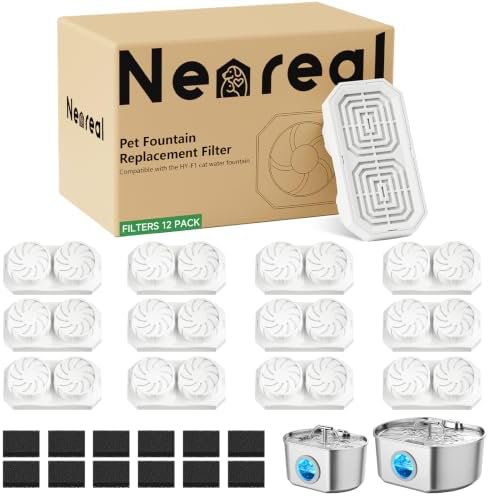 Neareal Official 12-Pack Replacement Filters for 74oz/236oz Pet Fountain by Neareal