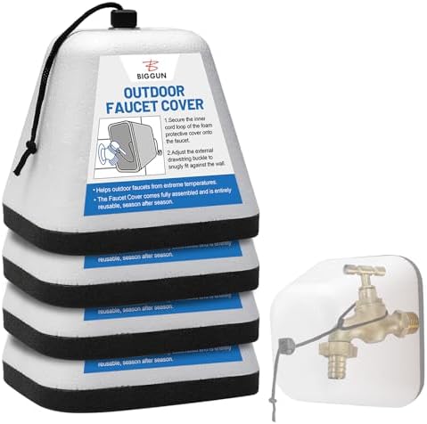 Outdoor Faucet Covers for Winter, Easy to Install Insulated Foam Protector by Biggun