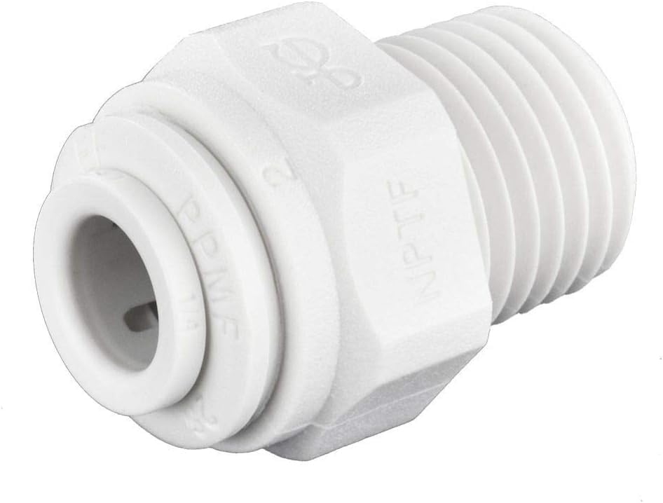 John Guest 1/4 Inch OD x 1/4 Inch NPT Straight Adapter, Push to Connect Plastic Plumbing Fitting, PP010822WP (Pack of 5) by JohnGuest