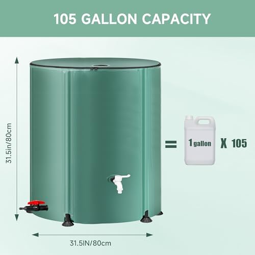 Collapsible Rain Barrel Water Storage Containers-105 Gallon Portable Rainwater Collect System Water Tank to Collect Rainwater from Gutter Downspout Water Catcher with Spigots,Filter＆Overflow Kits - Image 4