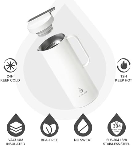 Ideus Thermal Coffee Carafe 50oz, Beverage Dispenser White - Image 2