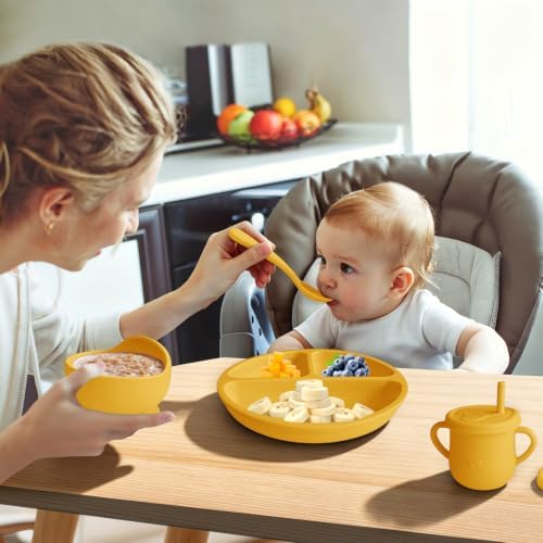 Silicone Baby Feeding Set 12PCS,Baby Led Weaning Set(Honey) - Image 5