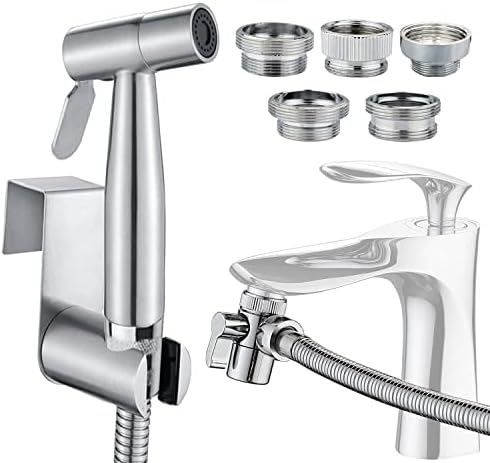 Sink Sprayer Hose Attachment for Faucet, Faucet Head Replacement with 5 Adapters, 59" Hose and Holder - for Feminine Hygiene, Baby Diaper Cleaning & Pet Bathing by ATUOSI