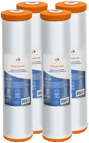 Aquaboon 5 Micron 20 x 4.5 Whole House Water Filter Replacement Cartridge Iron & Manganese for 1-Stage Water Filtration System 4 Pack by Aquaboon