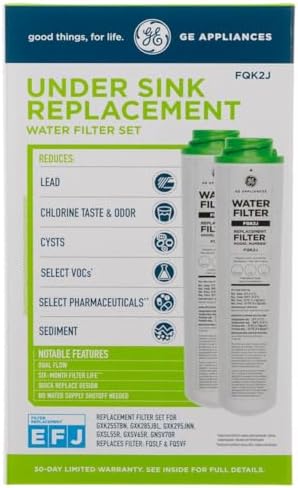 GE Under Sink Water Filter Replacement, Dual Flow, Reduces Sediment, Rust & Other Impurities from Water, Fits GXK255TBN Under Sink Filtration System, Replace Every 6 Months,FQK2J,2 Filters (Pack of 3) - Image 5