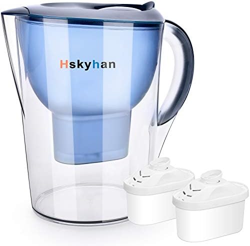 Hskyhan Alkaline Water Filter Pitcher - 3.5 Liters Improve PH, 2 Filters Included, BPA Free, 7 Stage Filteration System to Purify, Blue by Hskyhan