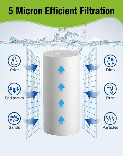 10" x 4.5" Whole House Sediment Water Filter, 5 Micron 10-inch Big Water Filter Replacement Cartridge Compatible with W15-PR, DGD-5005, FP15B, HD-950A, GXWH35F, GXWH30C, 2 Pack - Image 4