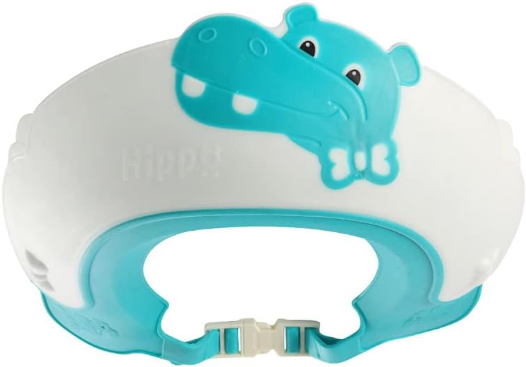 Baby Shower Cap Shield, Shower Cap for Kids, Visor Hat for Eye and Ear Protection for 0-9 Years Old Children,Cute Dinosaur/Crocodile/Hippo shape Makes the Baby Bath More Fun (Hippo, Blue) by Thcbme
