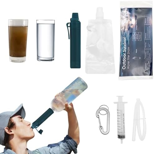 Water Filter Camping Kit, Personal Backpacking Water Filter Straw, Portable Filtration for Outdoor Hiking Travels (Navy Blue) by Unknown