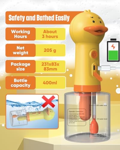 Electric Dog Shampoo Dispenser Dog Shampoo Sprayer Duck Shampoo Foamer for Pet, Foaming Soap Dispenser for Bathtub, Kitchen Sink Cleaning - Image 4