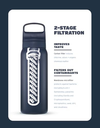 LifeStraw Go Series Insulated Steel Water Filter Bottle, 1 L, Orchid Pink - Image 2