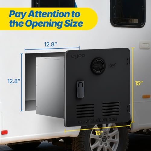 Eyoo RV Water Heater Door Kit, 15x15 Inches Black Panel, Stainless Steel, Compatible with Eyoo Models Only - Image 2