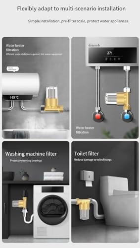 Reusable Washer Water Filters, Brass Sediment Filter,Traps Sand, Rust, 40 Micron Inline Water Filters for Washing Machines, Shower, Well，Garden hose - Image 3