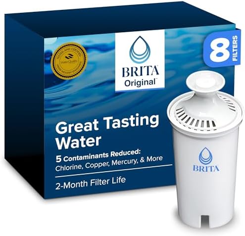 Brita Standard Water Filter for Pitchers and Dispensers, BPA-Free, Replaces 1,800 Plastic Water Bottles a Year, Lasts Two Months or 40 Gallons, Includes 8 Filters by Brita
