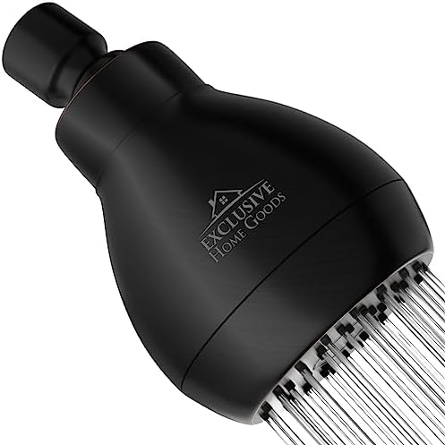 High Pressure Shower Head - Powerful Deluxe Bathroom Showerhead with Strong Spray Stream and Small Silicone Nozzles - Universal Fit Works with High and Low Water Flow Showers by Heatsistence