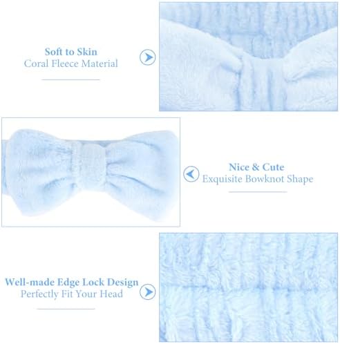 Ondder Blue Spa Headbands - Fuzzy Terry Cloth Face Wash Headbands for Women - Image 2