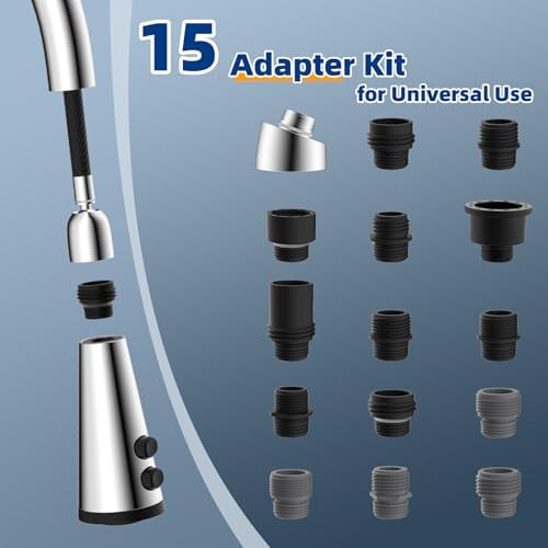 LED Kitchen Faucet Head, Temperature Display, 4-Mode Spray, Silver Chrome - Image 3