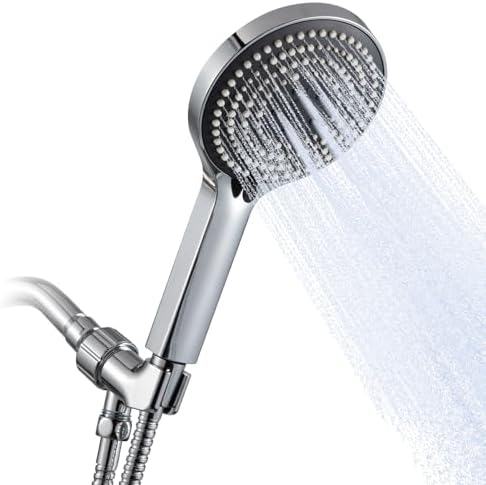 OFFO Handheld Shower Head Set, 6-Mode High Pressure Handheld Sprayer with 60 in Stainless Steel Hose & Holder, High Flow Large Powerful Boosting Handheld Showerhead for Low Water Pressure, Chrome by OFFO