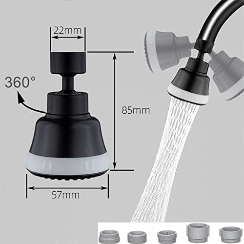 4 Spray Modes Faucet Aerator,360 Degree Faucet Sprayer Attachment,Big Angle Kitchen Faucet Aerator,Swivel Faucet Extender,Sink Sprayer Attachment for faucet,55/64 inch Female Thread (Black) - Image 6