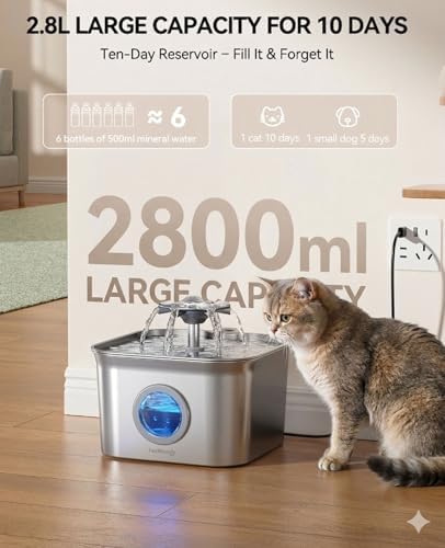 Cat Water Fountain Stainless Steel: 99oz/2.8L Auto Pet Drinking Fountain - Image 7