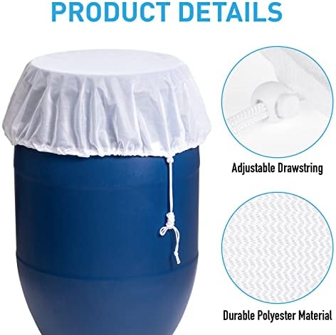 Mesh Cover for Rain Barrels with Drawstring, Water Collection Buckets Tank Protector, Rainwater Bucket Netting Screen Cover for Outdoor Garden, 37.4 Inches, White - Image 2