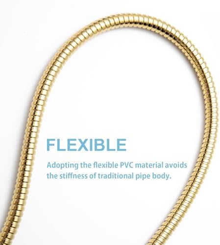 OFFO Shower Hose, 60 in Kink Free Stainless Steel Shower Hose Attachment Electroplating Handheld Shower Head Hose Flex Hoses Extension with Brass Insert & Nut for Pet Bathing Cleaning, Gold - Image 4