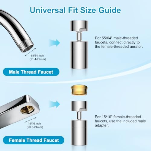 Hibbent 4-Mode Faucet Aerator, Faucet Sprayer Attachment, Chrome - Image 5