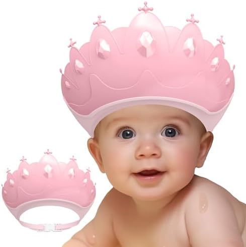 Baby Shower Cap Shield, Baby bath set shower cap, Visor Hat for Eye and Ear Protection for 0-9 Years Old Children,Cute Crown Shape Makes the Baby Bath More Fun (Pink) LiLiBBShie by Unknown