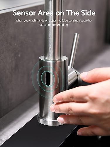 WEWE Touchless Kitchen Faucet, 2-Mode Sprayer, Brushed Nickel, Pull-Down - Image 3