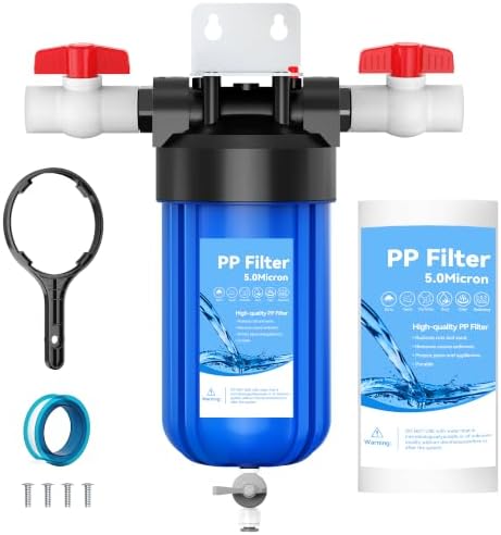 Whole House 10"x4.5" Blue PP Sediment Pre-Filter Housing with Drain Valve by Ovvyayl