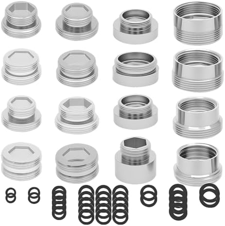 16Pcs Faucet Adapter with Rubber Sealing Rings - Brass Aerator Male Female Faucet Adapter to Connect Garden Hose, Water Filter, Standard Hose via Diverter by Unknown