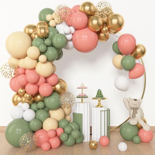 Amandir 153pcs Retro Green Pink Balloon Garland Arch Kit Different Sizes - Image 5