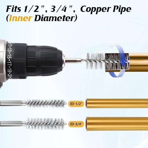 Copper Pipe Cleaner for Drill Set, 1/2", 3/4", Blue - Image 4