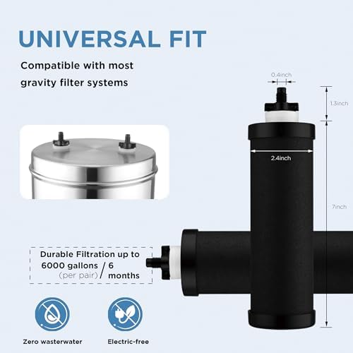 2-Stage Filtration Carbon Purification Element Black Composite Carbon Filters Replacement For Gravity Water Filtration System 2 Pack - Image 2